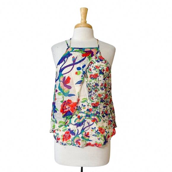 Maeve Top Anthropologie Women's "St. Lucia" Floral Draped Blouse‎ Small Festival - Picture 2 of 6